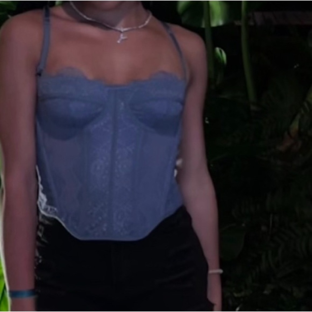 Blue Lace Bustier Top